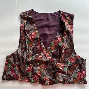 Vintage 1990s R J Steven Flowered Vest, Size 18 - image 1